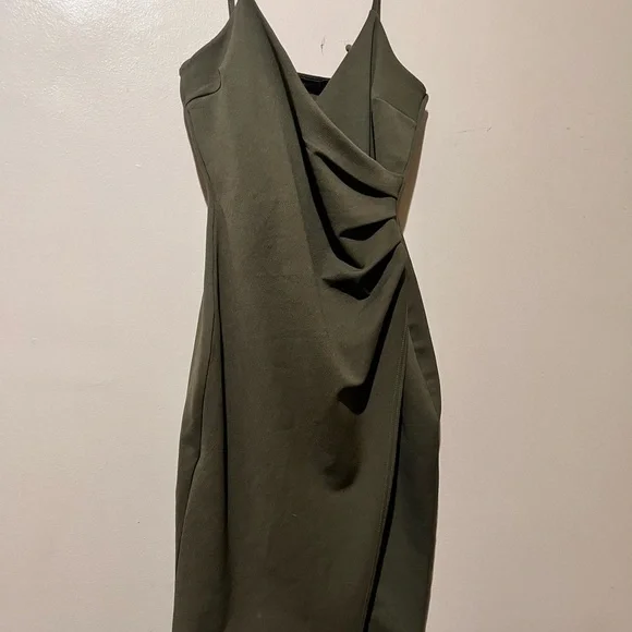 slim fit dress slacks Lillette Frill Mini Dress Olive | | Womens main image 0
